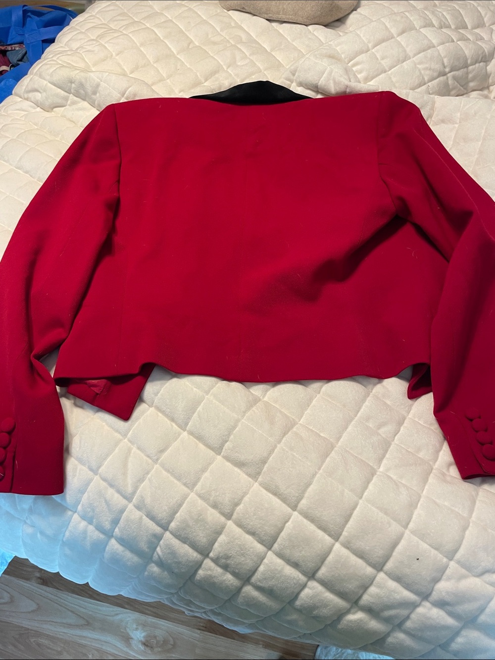 Lauren Ralph Lauren Red riding Cropped Blazer with Black Collar - Picture 7 of 7